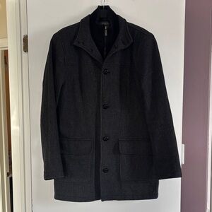 Kenneth Cole Reaction Charcoal Gray Wool Herringbone Coat